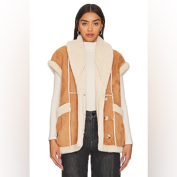Blank NYC Jackets & Blazers - Blank NYC REVOLVE Womens Faux Leather Sherpa Vest Jacket XS NWT